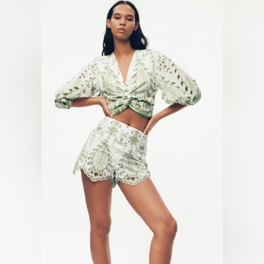 Zara embroidered shorts